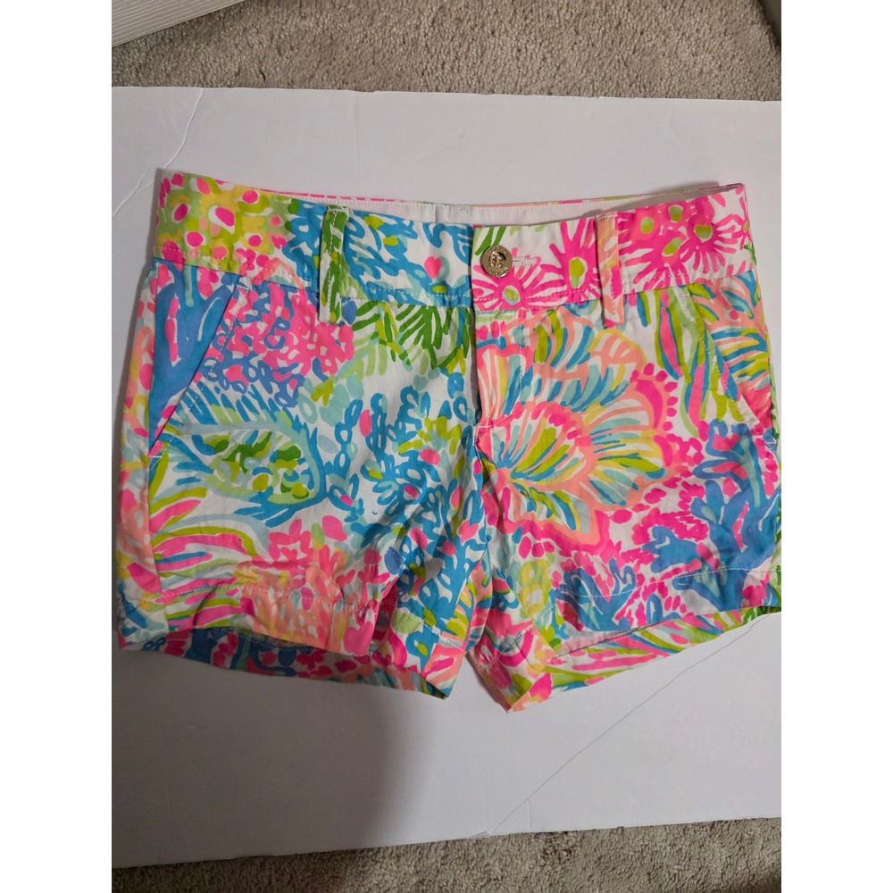 Lilly Pulitzer‎ Callahan Shorts Tropical Floral Print Pink Blue Green Womens